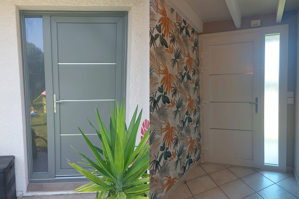 Porte d'entrée mixte en PVC/ALU - <p>33370 Fargues st Hilaire</p>