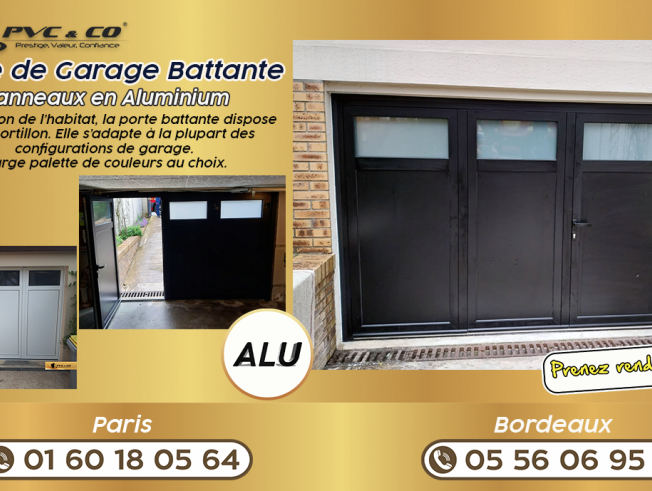 Porte de garage battante en aluminium