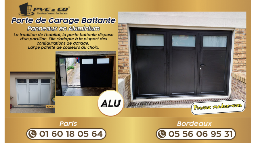 Porte de garage battante en aluminium